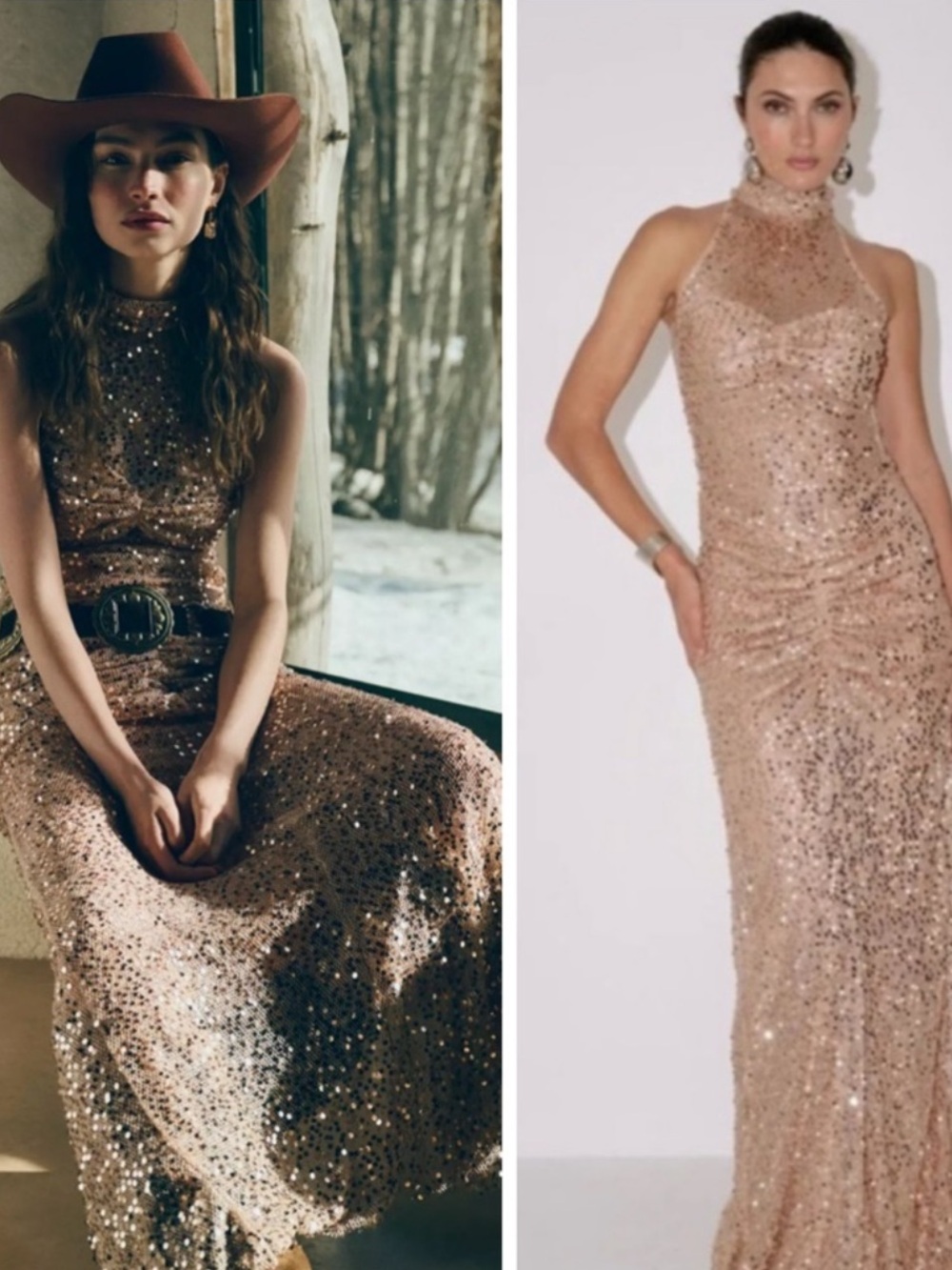 Delfi Collective Avelie Ruched Sequin Dress in Nude - Picture 2 of 15